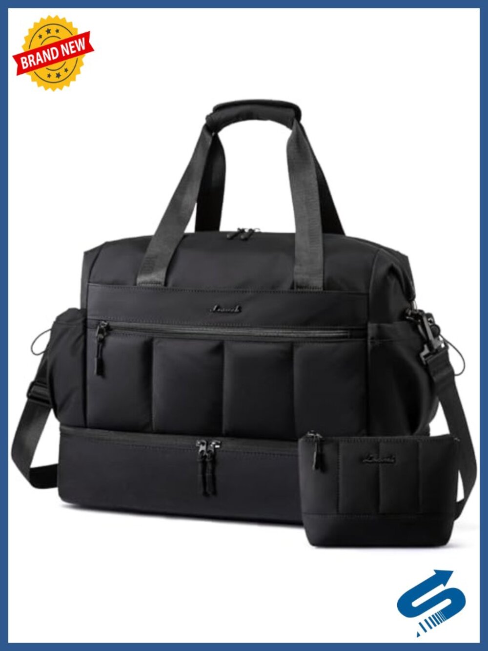 38L Weekender Travel Duffel Bag for Women, Carry On with Shoe Compartment,